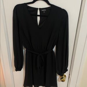 Express Elegant Black V-Neck Dress